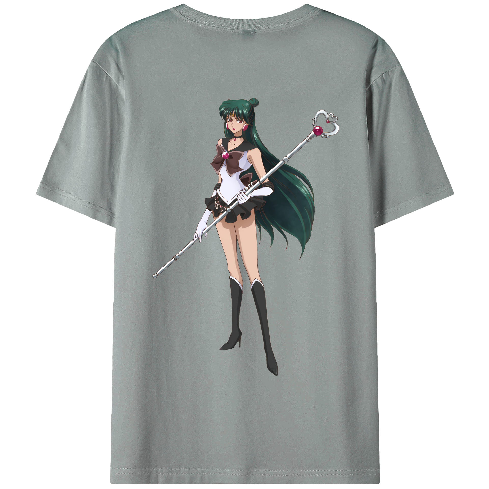 （画像用） 美少女戦士セーラームーン 冥王せつな Sailor Moon Meiou Setsuna 綿100％ メンズ半袖Tシャツ（バックプリント） 通気性